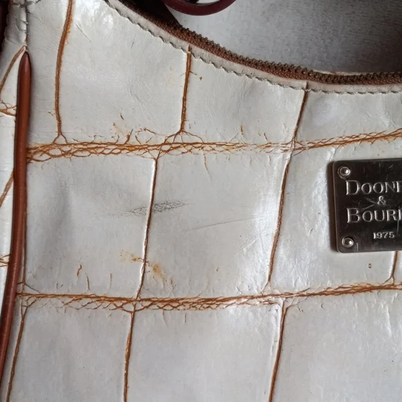 Vintage Dooney And Bourke Handbag Small White and Brown - Picture 3 of 16